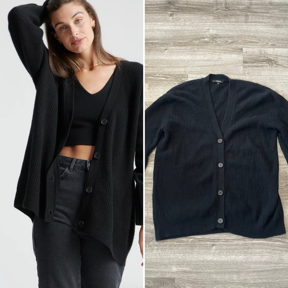 $140 Quince Cashmere Oversized Boyfriend Cardigan Sweater Size S